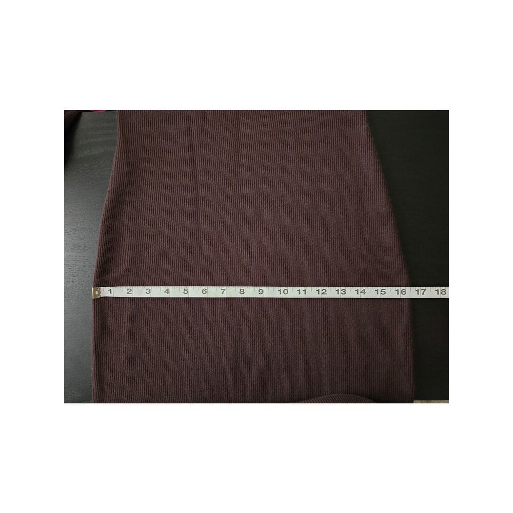 Minimalist Babaton Ribbed Knit Long Sleeve Midi Sweater Dress M Brown Capsule - Picture 8 of 8